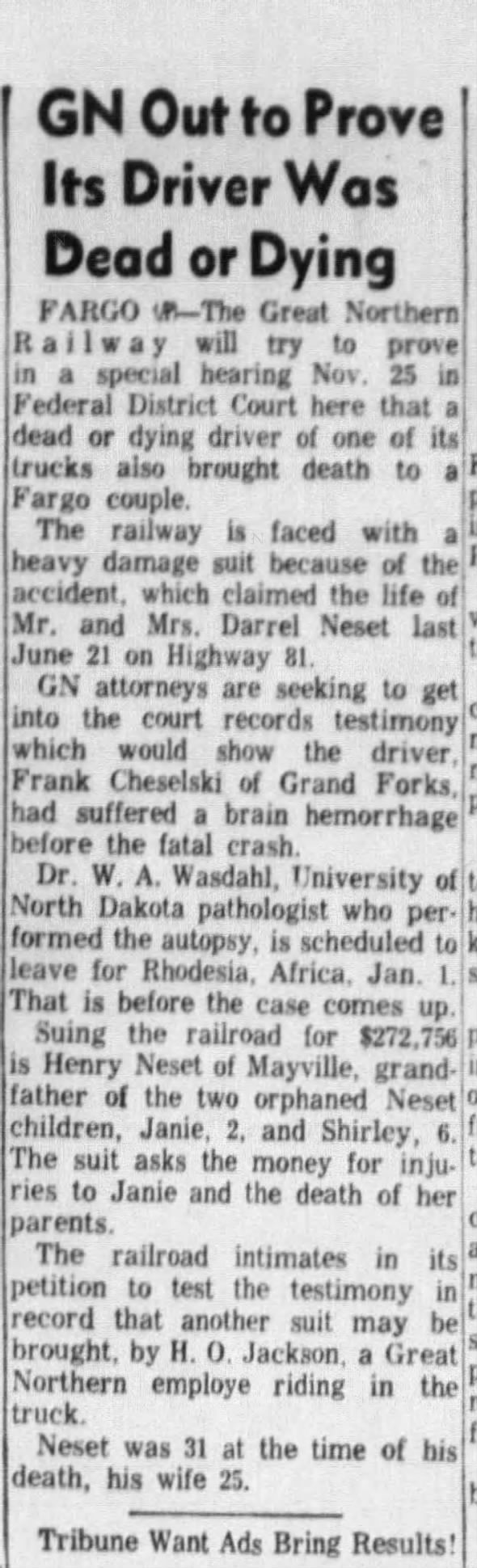 Frank Cheselski death - lawsuit against